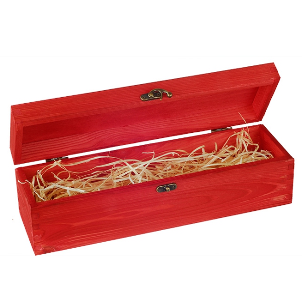 Wooden box with sliding lid for 1 bottle red