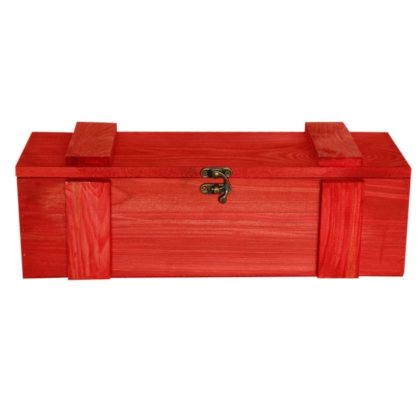 Holzkiste mit Deckel in rot