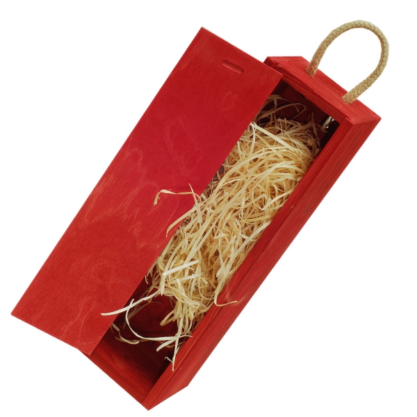 Wooden box with sliding lid for 1 bottle red - Kopie
